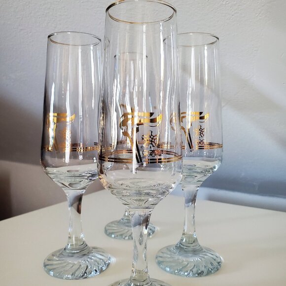 1988 Calgary Olympics Vintage Champagne Flutes- Set of 4 - Picture 1 of 3